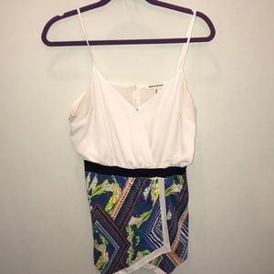 White and Tropical Print Romper